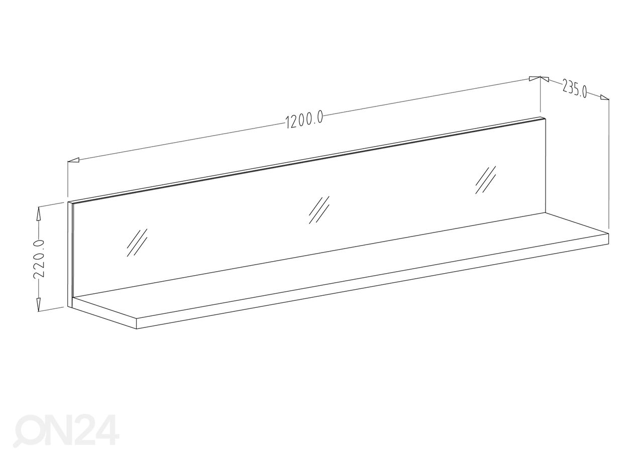 Seinähylly, harmaa 120 cm kuvasuurennos