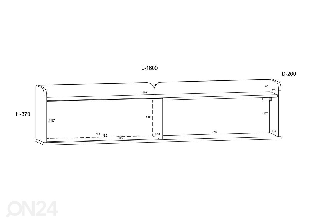 Seinäkaappi Glandore 160 cm kuvasuurennos