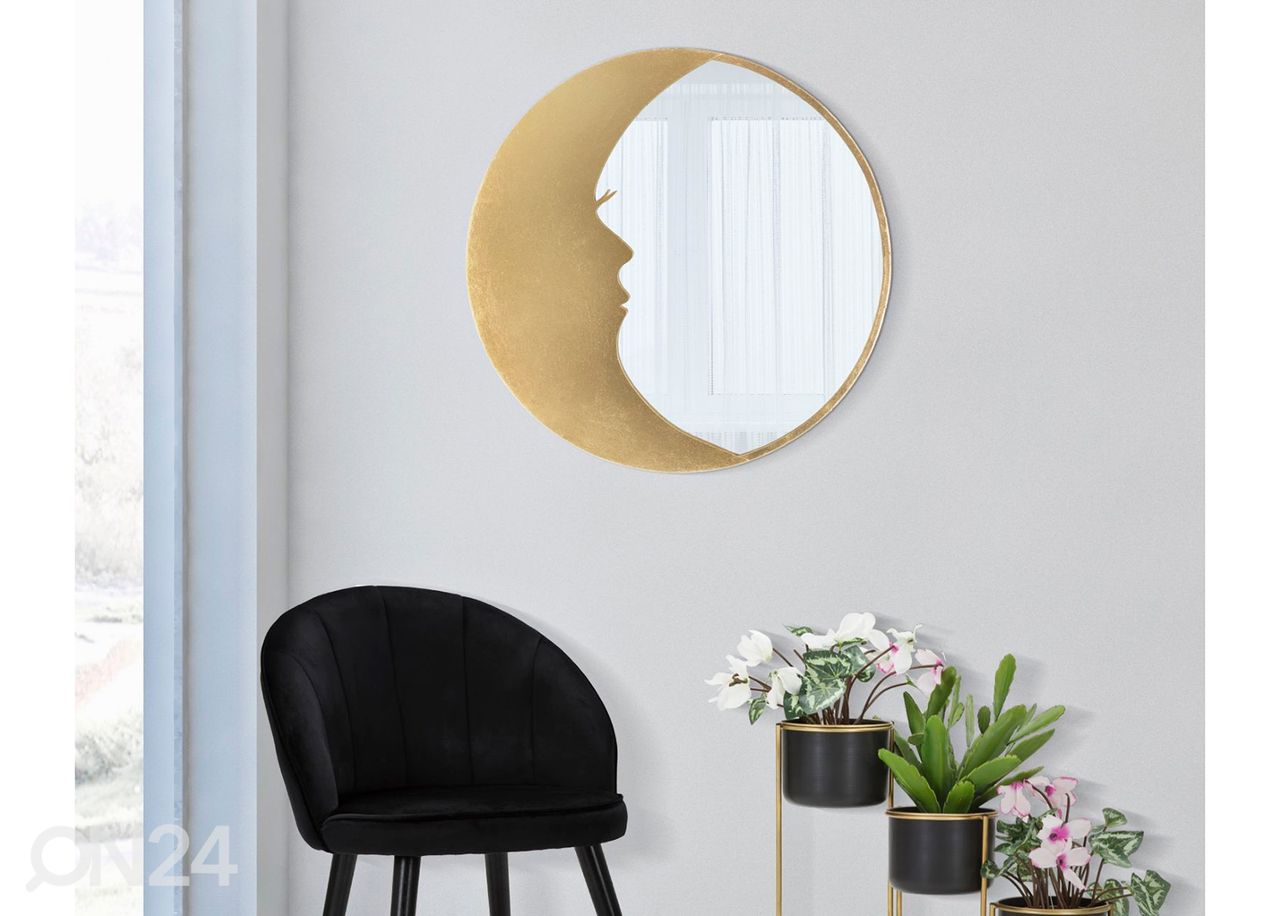 Seinäpeili Moon Ø72.5 cm, kulta kuvasuurennos