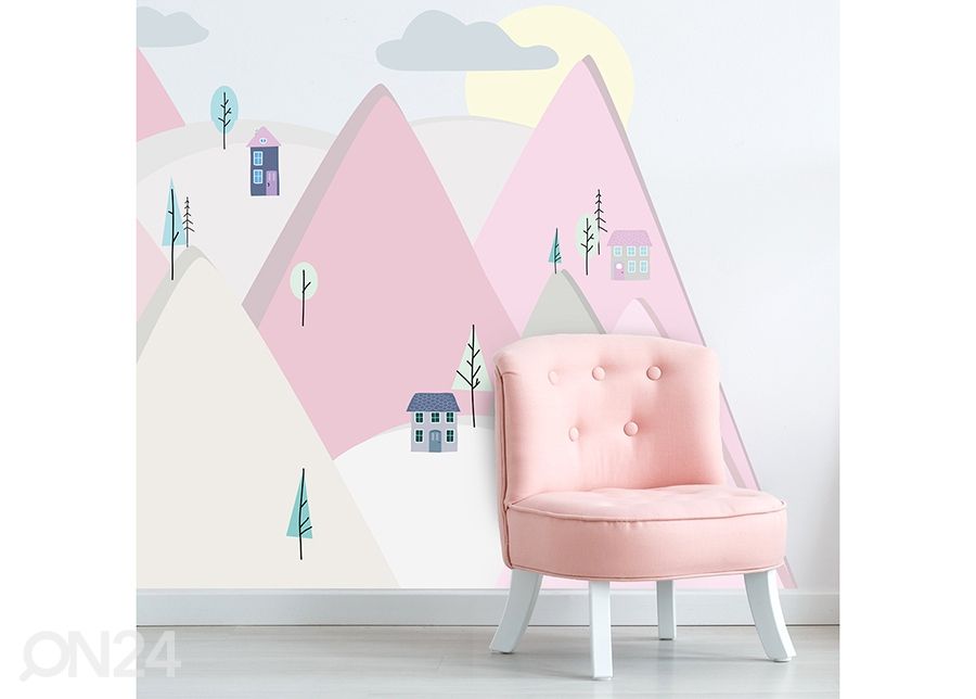 Seinätarra Vaaleanpunaiset vuoret S kuvasuurennos