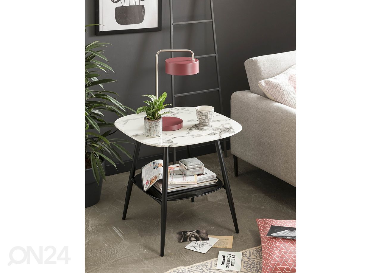 Sohvapöytä 55x55 cm, valkoinen/musta kuvasuurennos