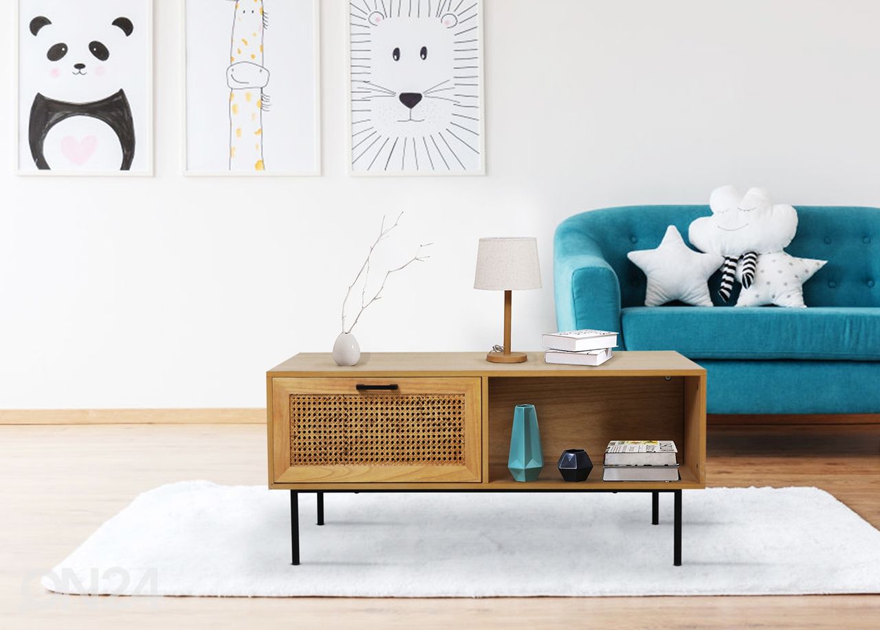 Sohvapöytä 59x110 cm, luonnonväri/ musta kuvasuurennos