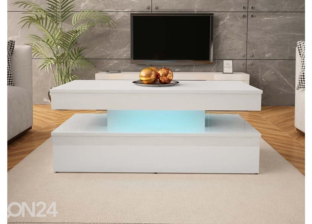 Sohvapöytä Glossa 120x55 cm + LED kuvasuurennos