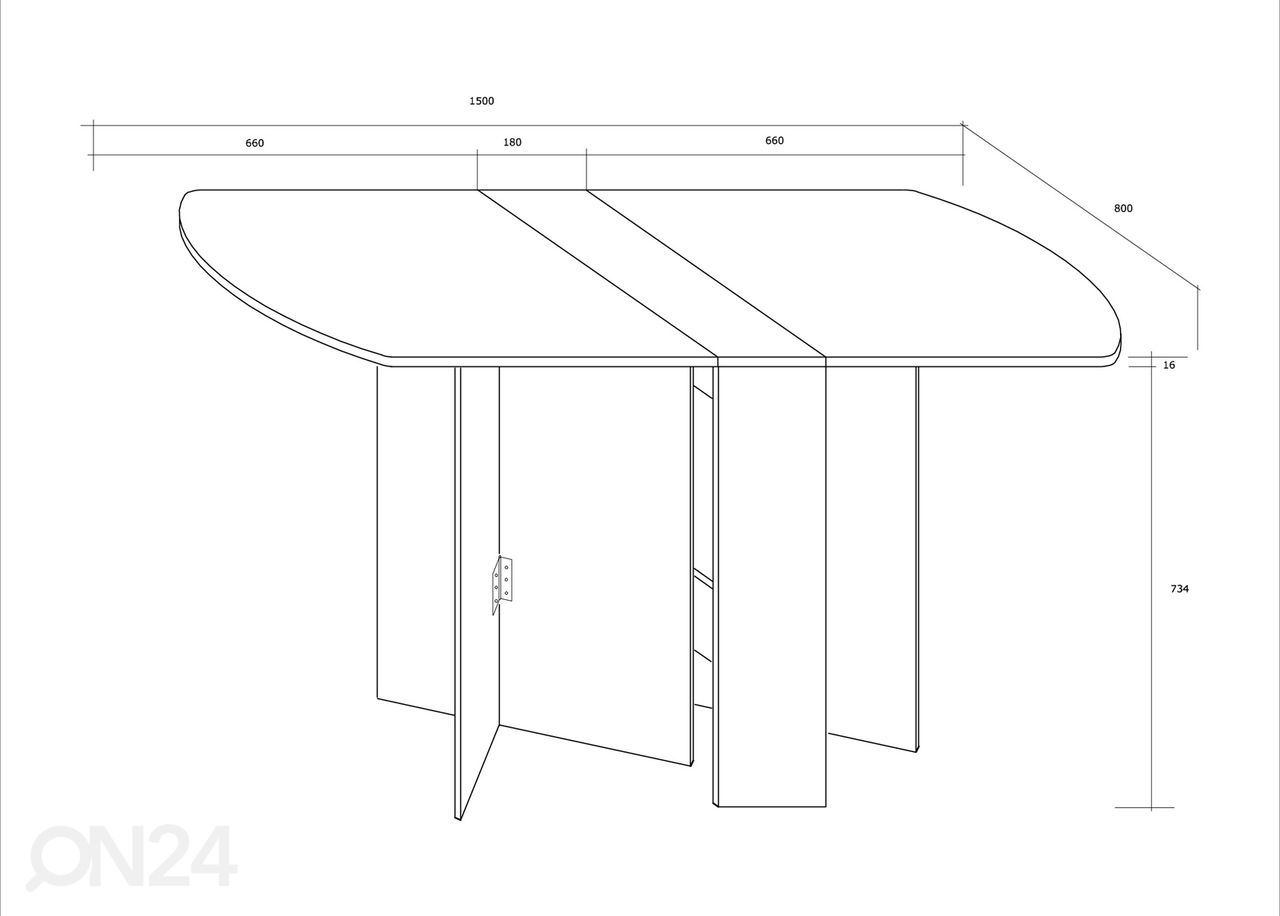 Taittopöytä 80x86-150 cm kuvasuurennos