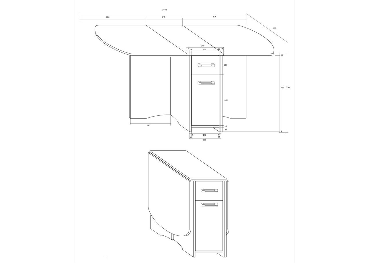 Taittopöytä Conna 80x100-160 cm kuvasuurennos