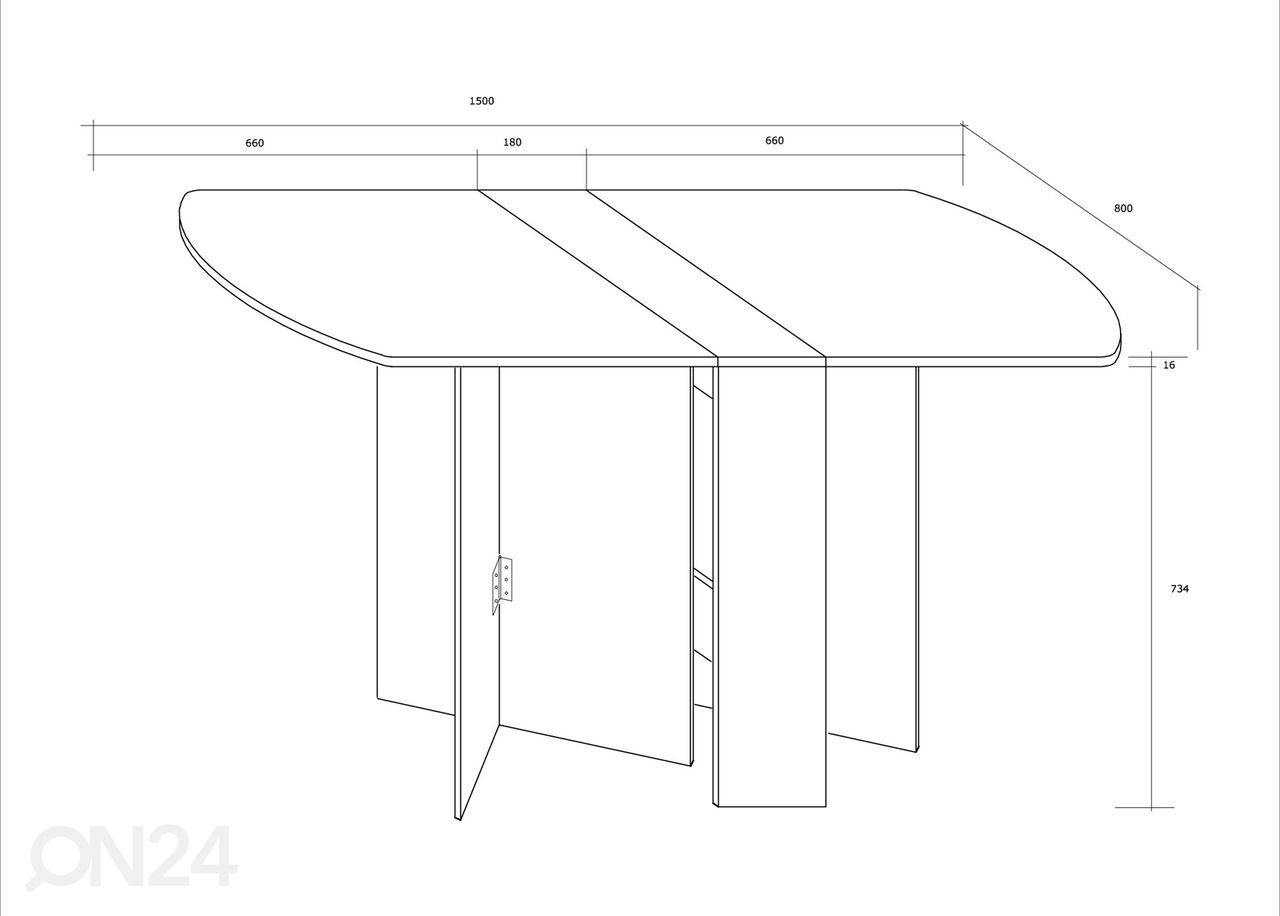 Taittopöytä Conna 80x86-150 cm kuvasuurennos