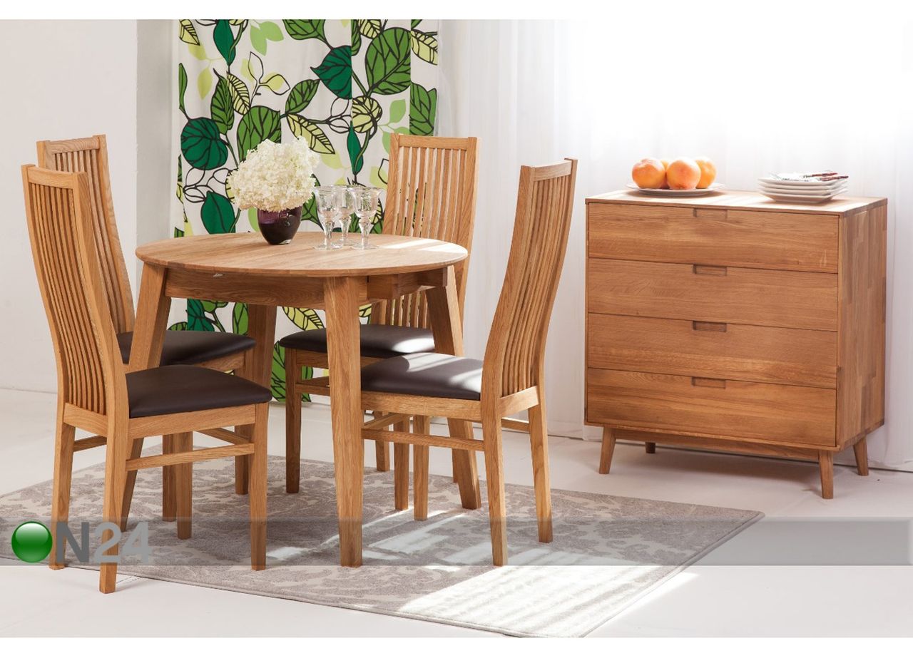 Tammi jatkettava ruokapöytä Basel 110-160x110 cm + 4 tuolia Sandra kuvasuurennos