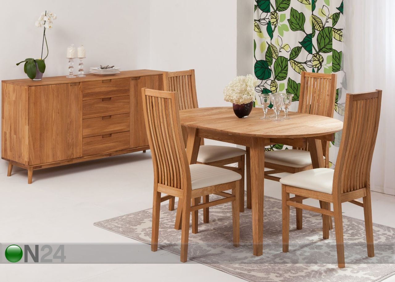 Tammi jatkettava ruokapöytä Basel 110-160x110 cm+ 4 tuolia Sandra kuvasuurennos