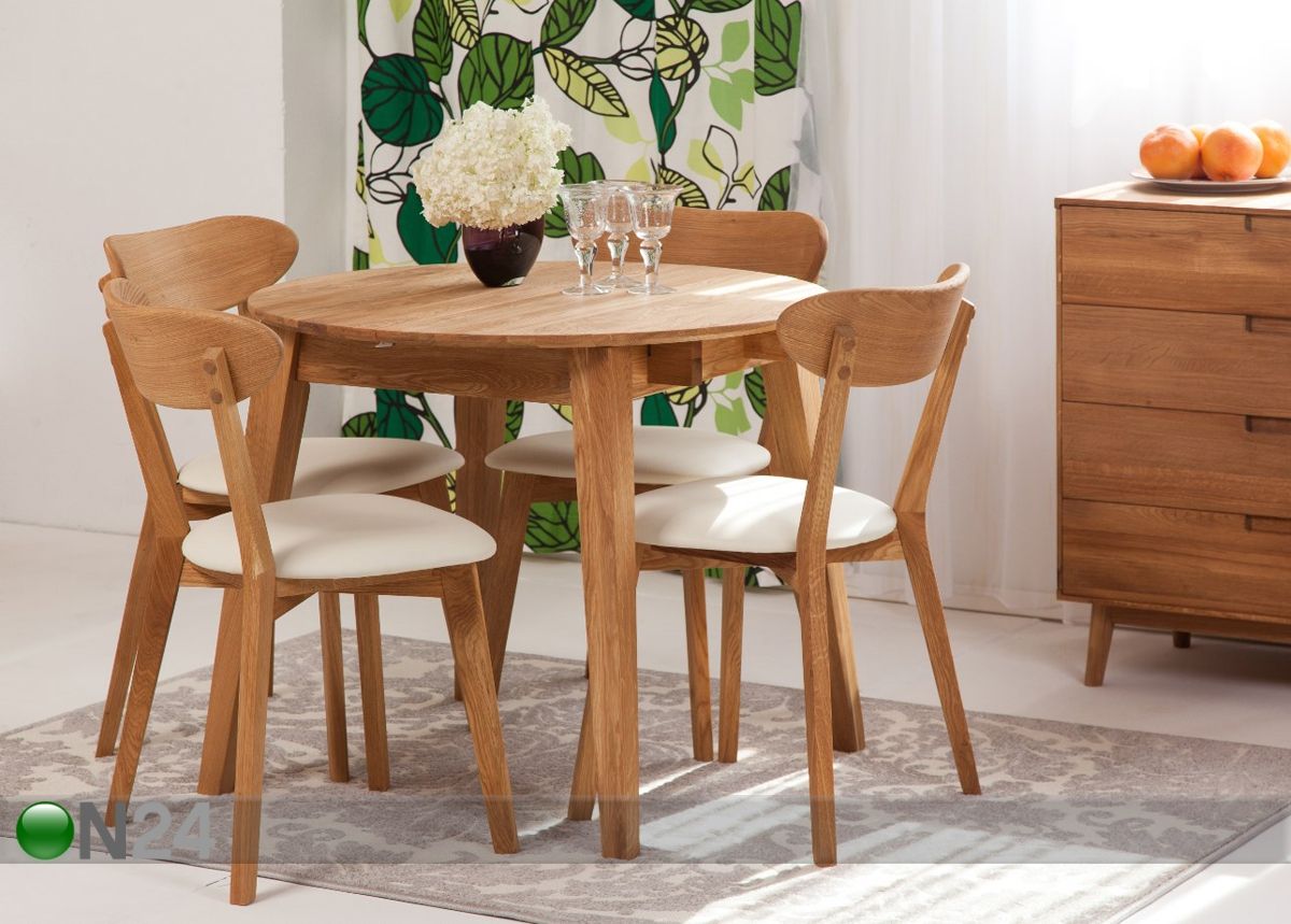 Tammi jatkettava ruokapöytä Basel 90-130x90 cm + 4 tuolia Irma kuvasuurennos