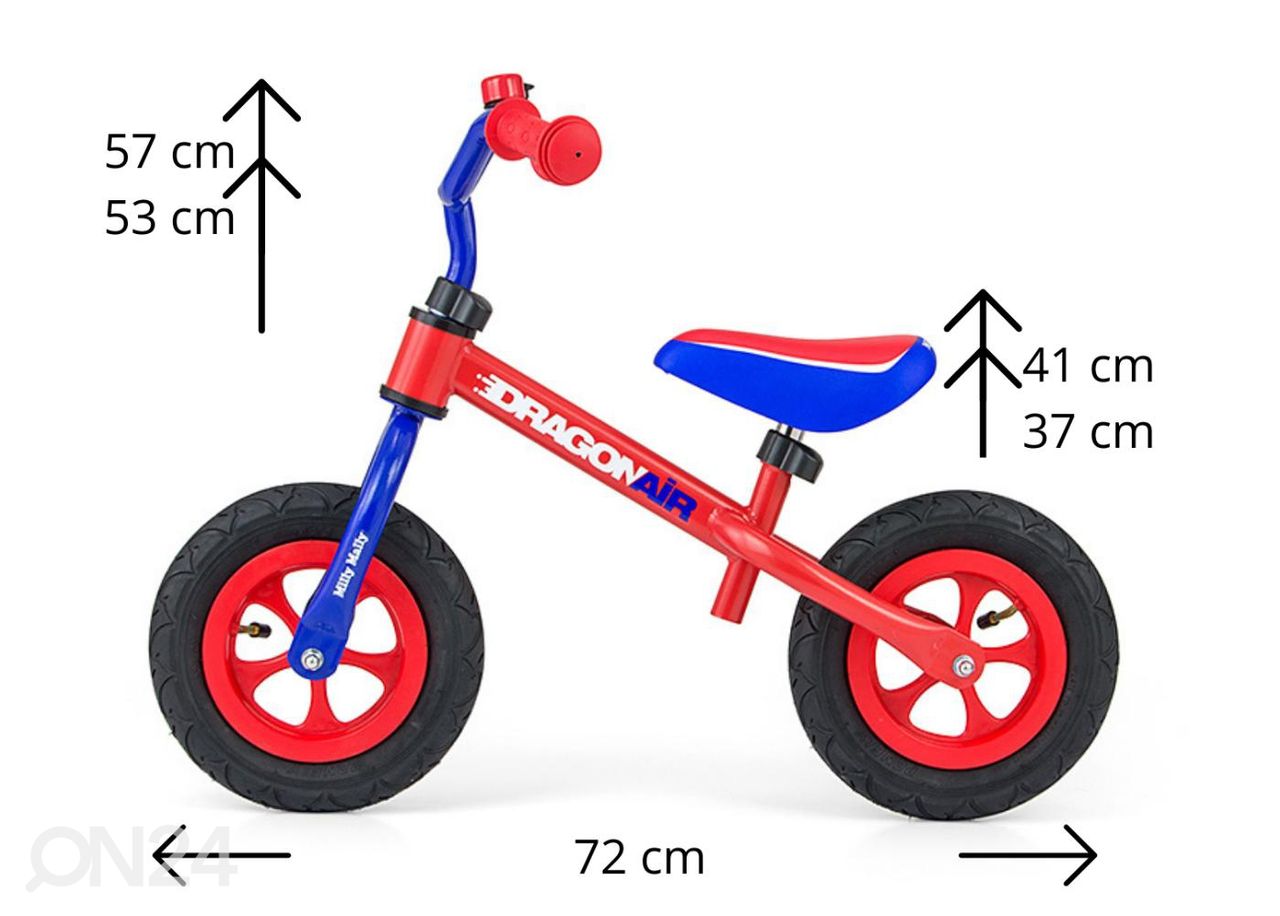 Tasapainopyörä jarrulla Milly Mally Dragon sininen/punainen kuvasuurennos