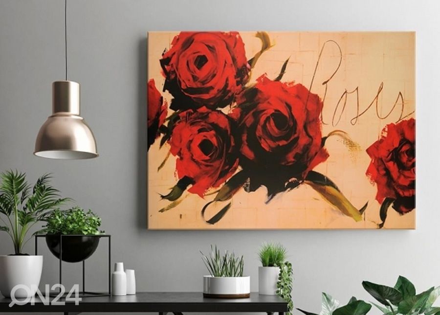Taulu Painted Roses 3D 98x68 cm kuvasuurennos