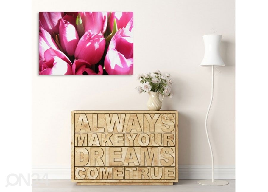 Taulu Pink tulips 50x70 cm kuvasuurennos