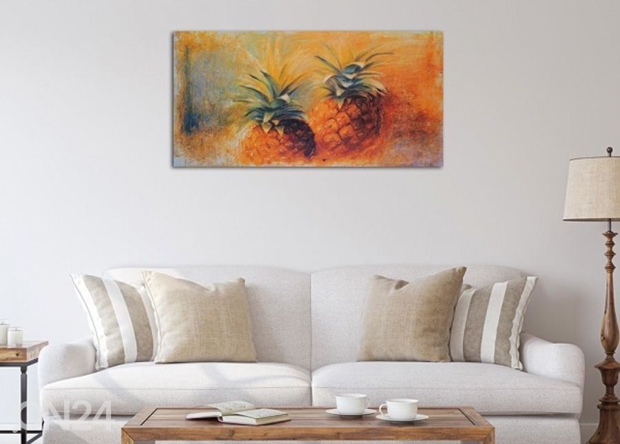 Taulu Two painted pineapples 3D 100x50 cm kuvasuurennos