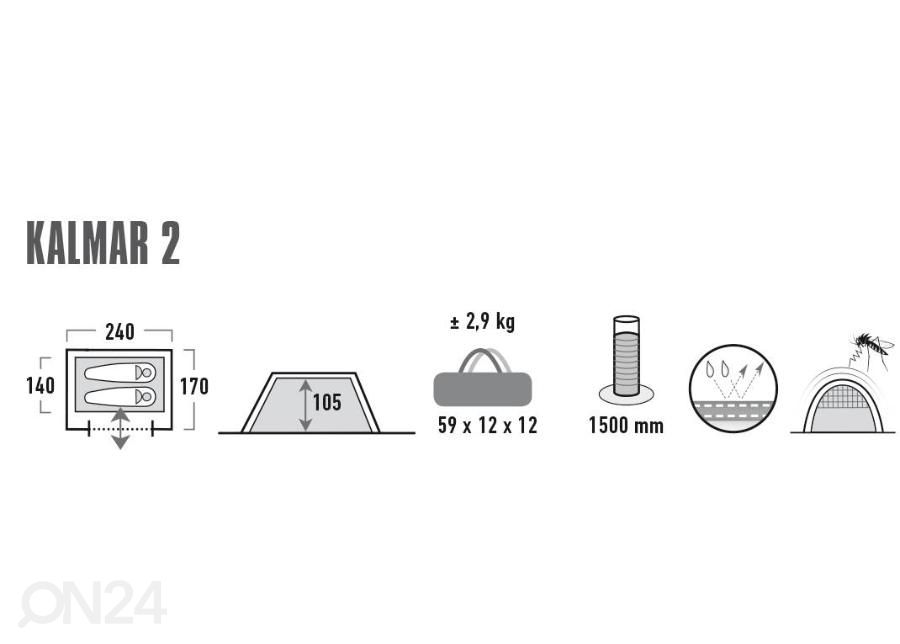 Teltta Kalmar 2 High Peak sininen/harmaa kuvasuurennos