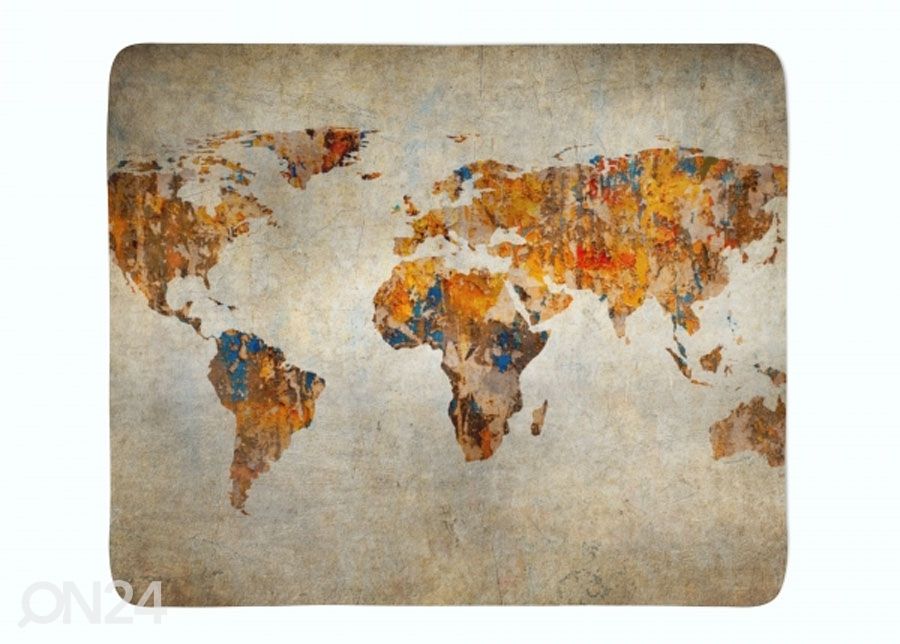 Torkkupeitto Grunge Map of the World 130x150 cm kuvasuurennos