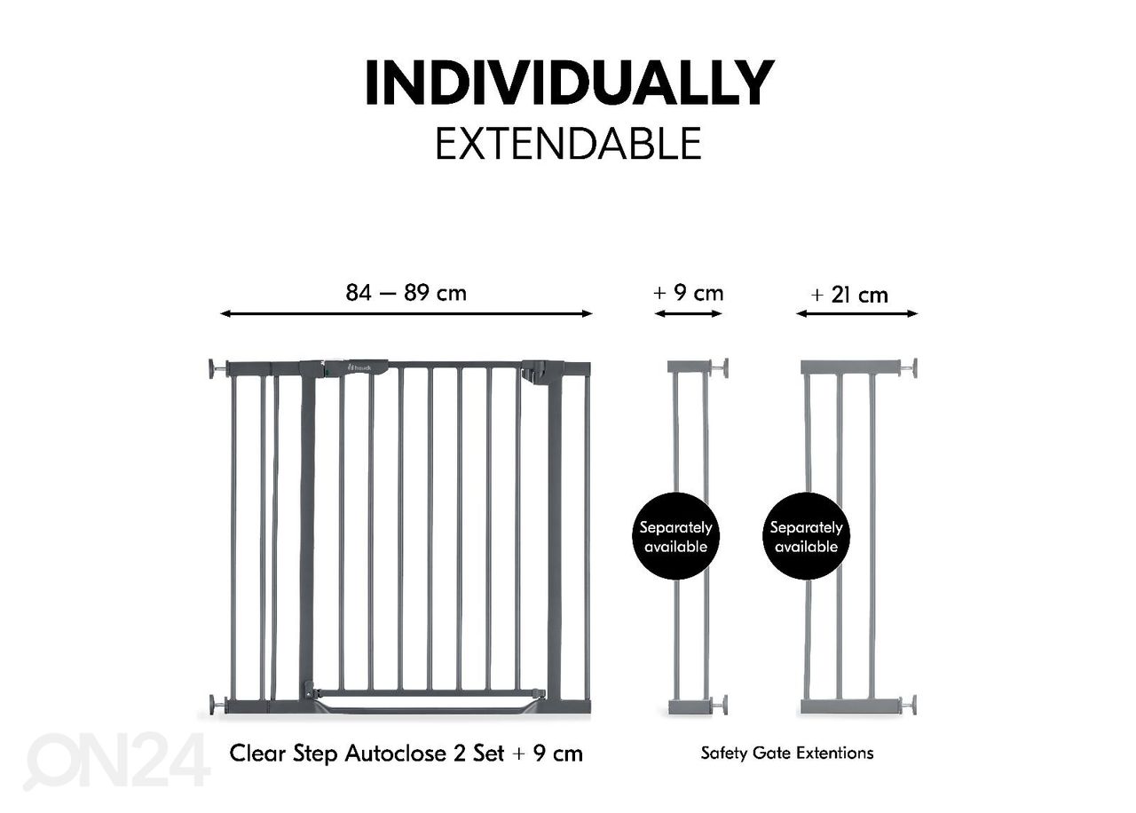 Turvaportti 84-89 cm Hauck Select Clear Step Autoclose 2 tummanharmaa kuvasuurennos
