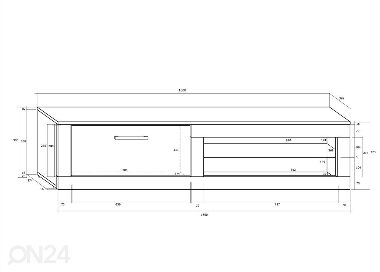 TV-taso 160 cm kuvasuurennos