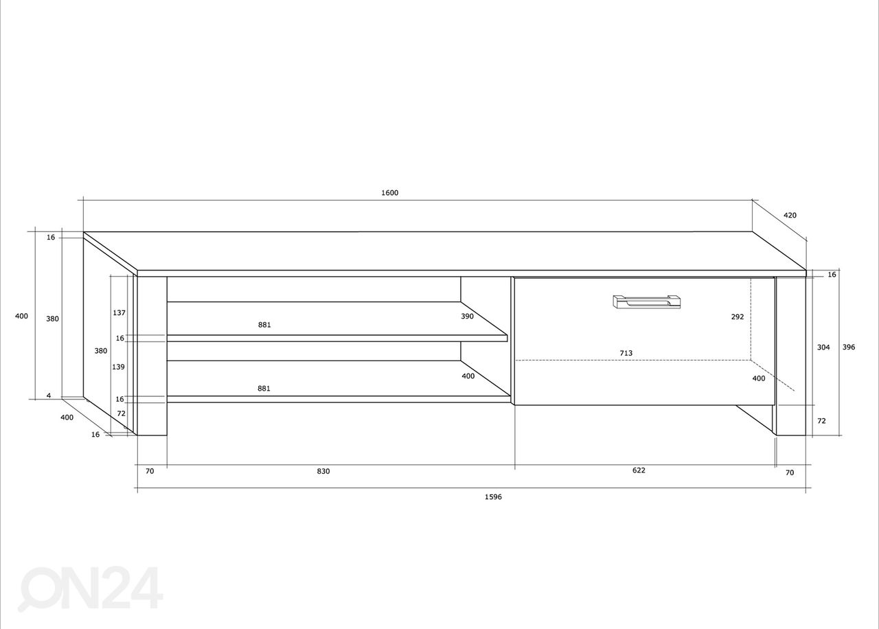 TV-taso 160 cm kuvasuurennos