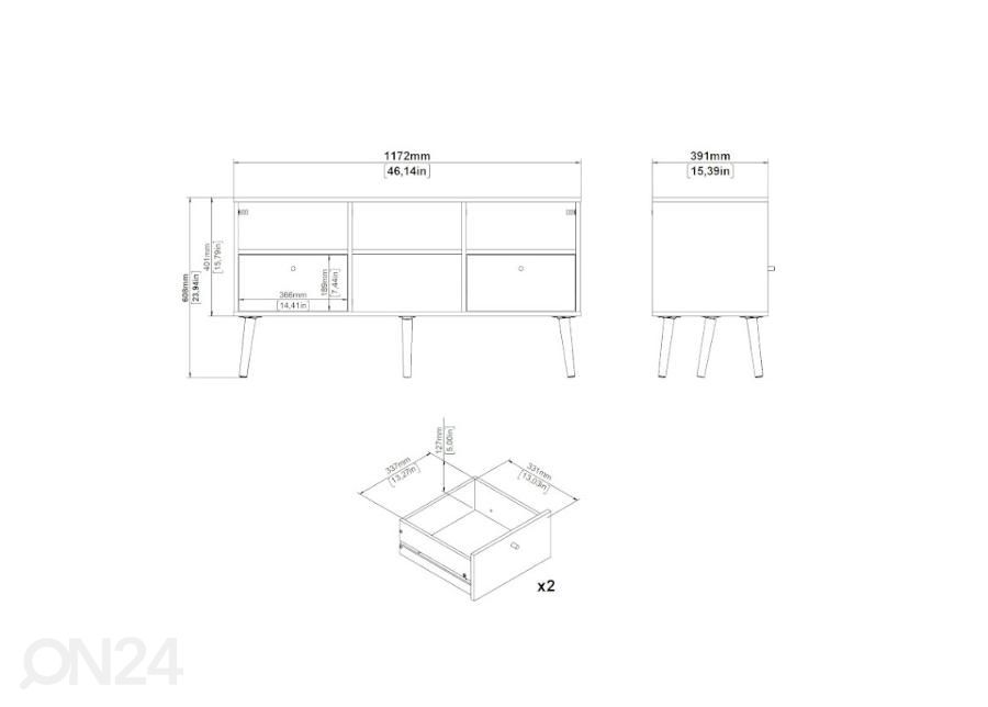 TV-taso Bodo 117 cm kuvasuurennos