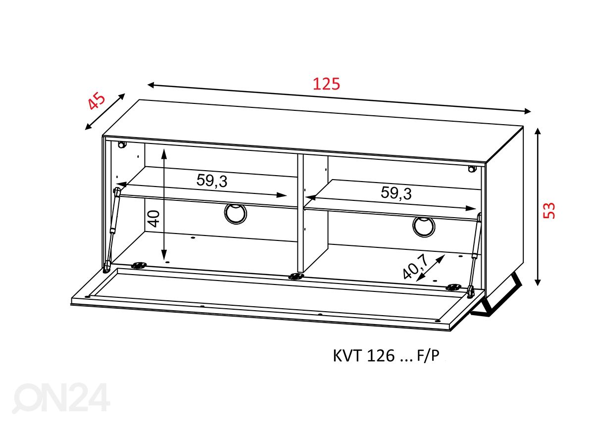 TV-taso jaloilla Venti 125 cm kuvasuurennos