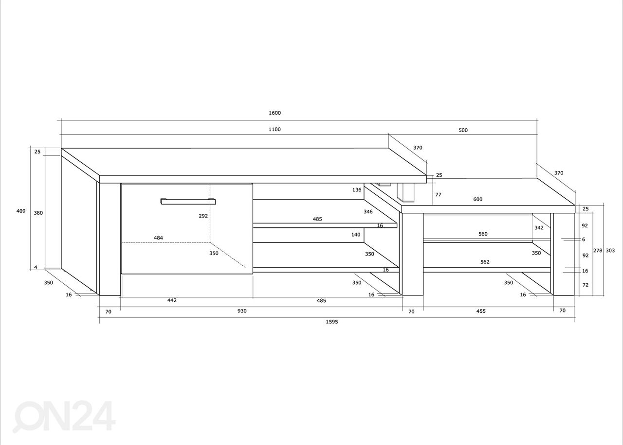 TV-taso Macroom 160 cm kuvasuurennos