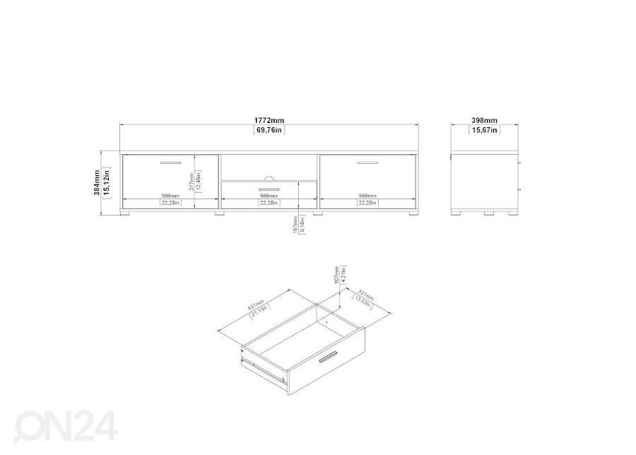 TV-taso Media 177 cm, musta kuvasuurennos