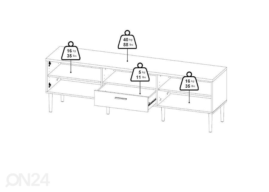 TV-taso Media 177 cm, valkoinen kuvasuurennos