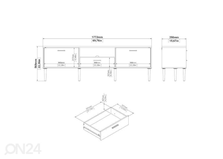 TV-taso Media 177 cm, valkoinen kuvasuurennos