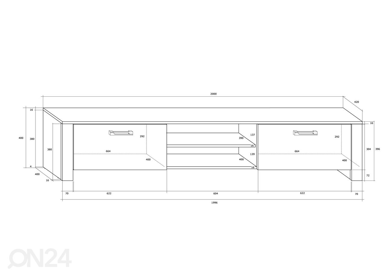 TV-taso Midleton 200 cm kuvasuurennos