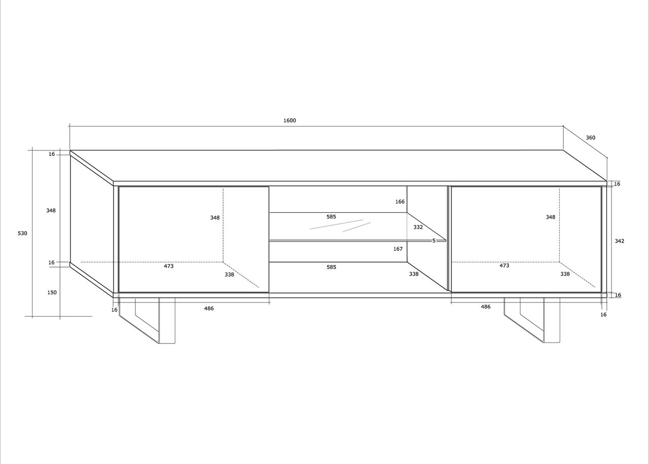 TV-taso Rossca 160 cm kuvasuurennos