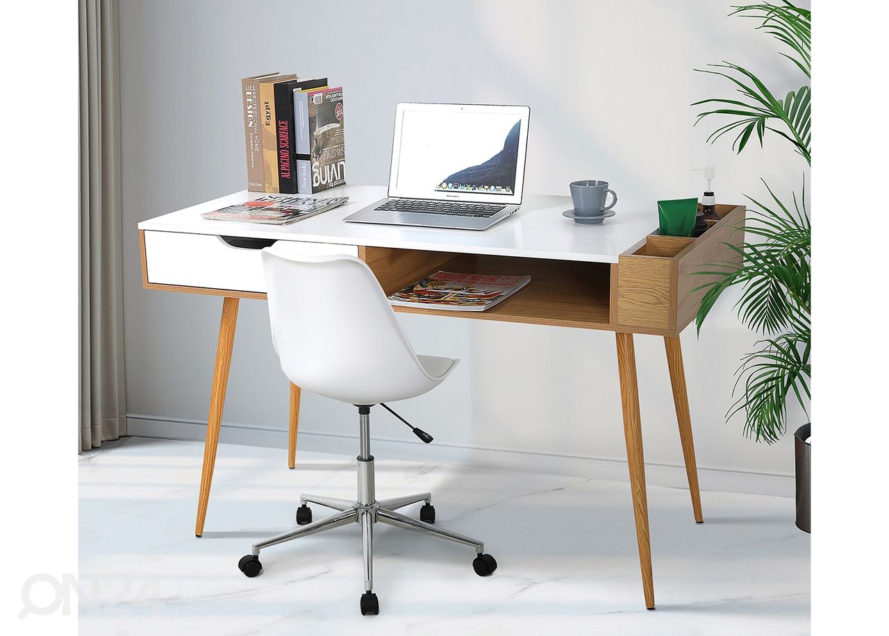 Työpöytä 60x120 cm, valkoinen/ luonnonväri kuvasuurennos
