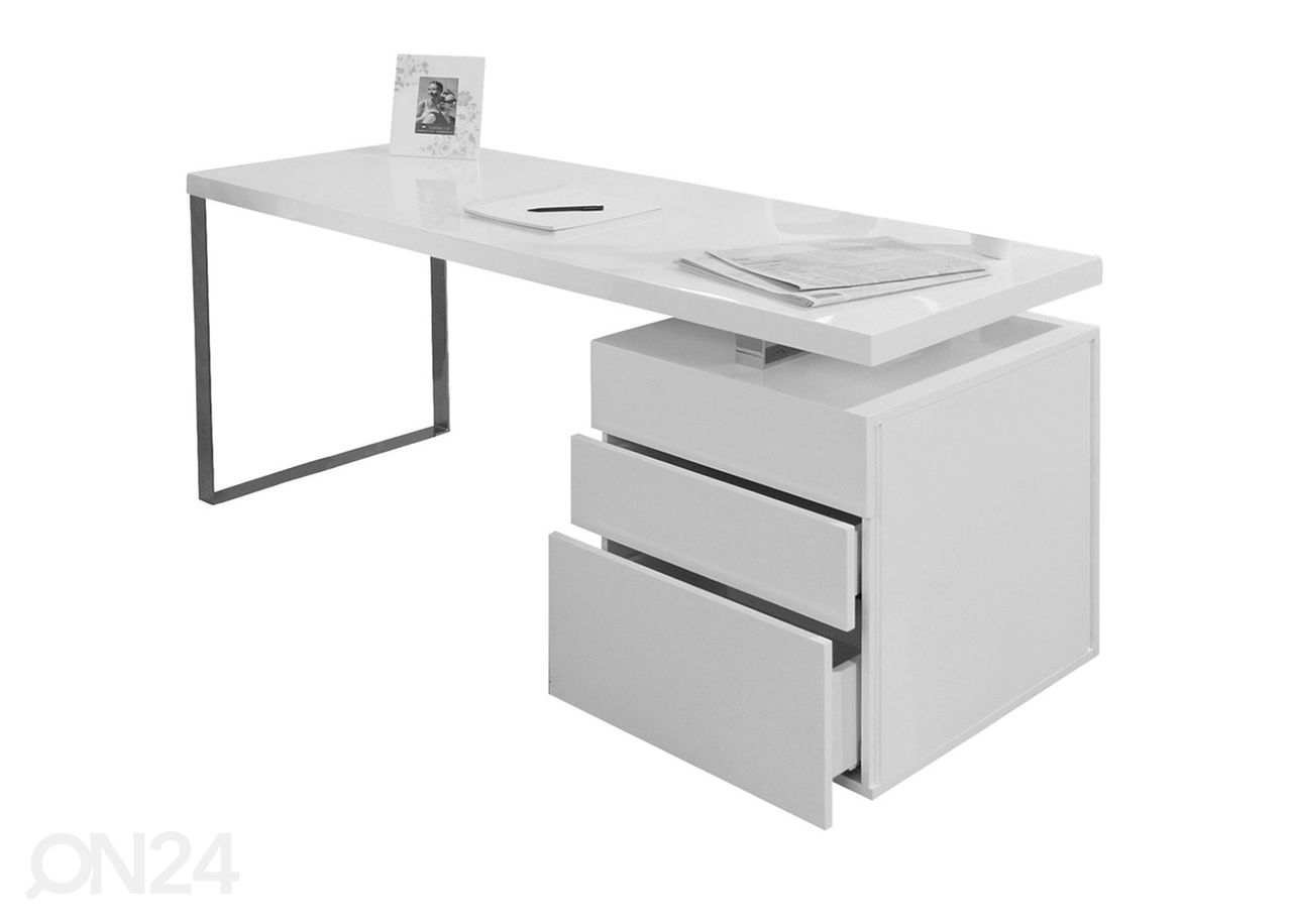 Työpöytä 70x160 cm, korkeakiilto valkoinen kuvasuurennos