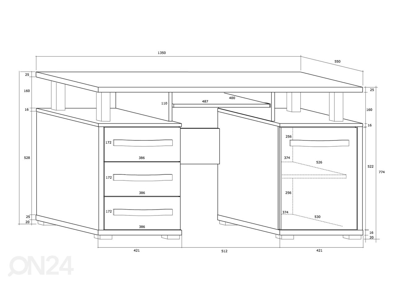 Työpöytä Cloghroe 135 cm kuvasuurennos