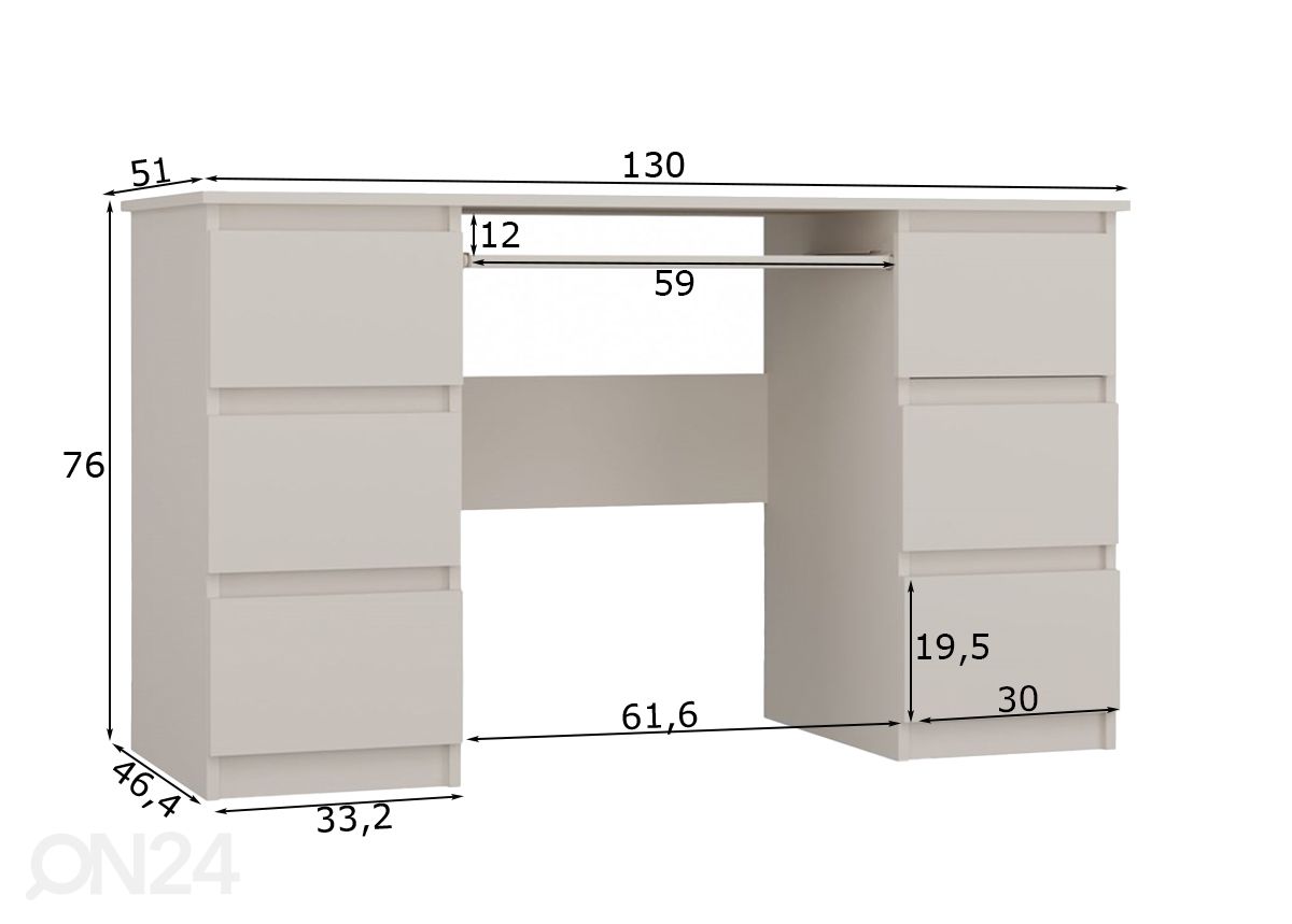 Työpöytä Tiago 130 cm kuvasuurennos