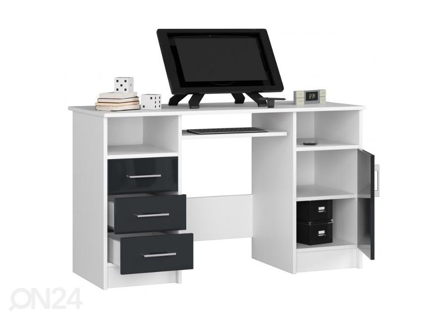 Työpöytä, valkoinen/ harmaa kuvasuurennos