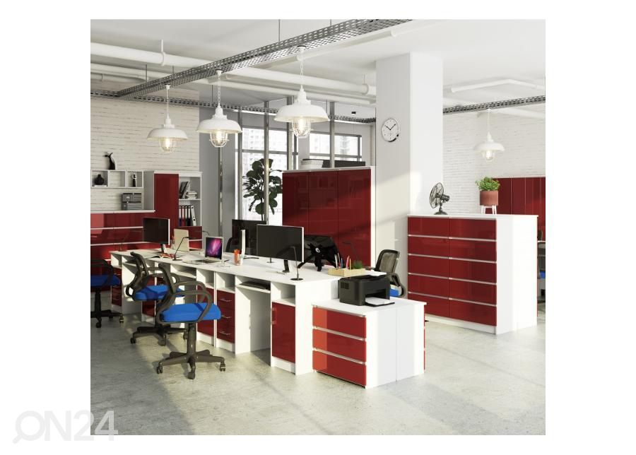 Työpöytä valkoinen/ punainen kuvasuurennos