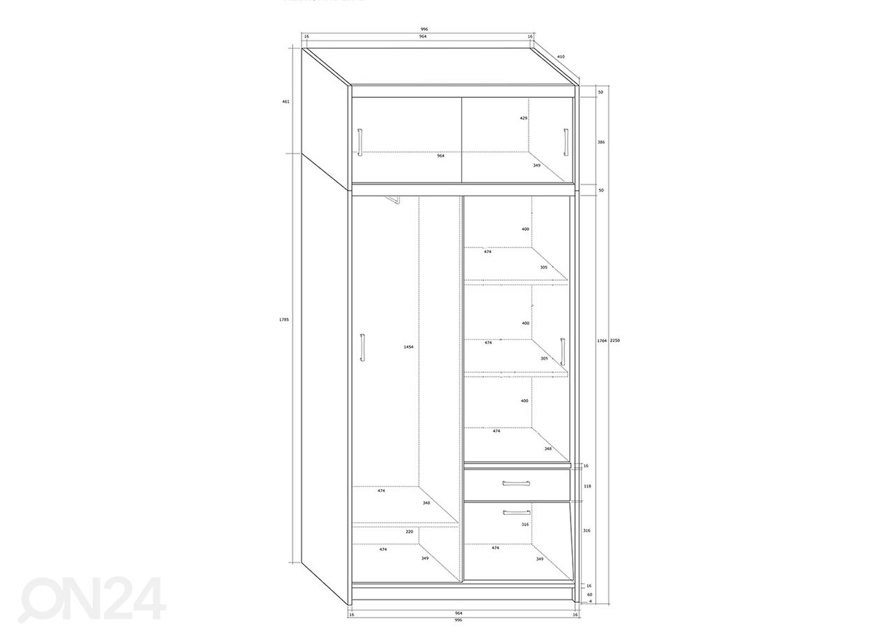 Vaatekaappi 100 cm kuvasuurennos