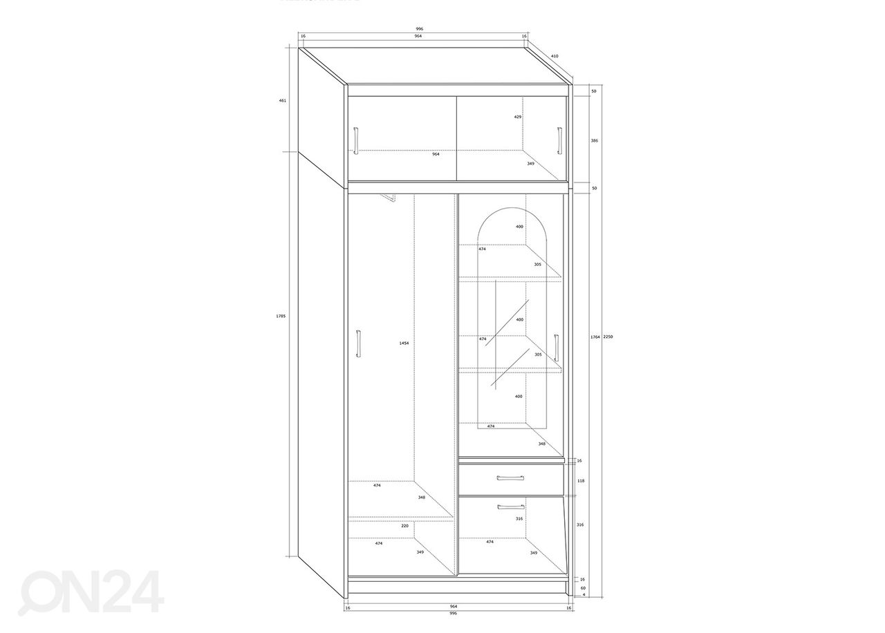 Vaatekaappi 100 cm kuvasuurennos