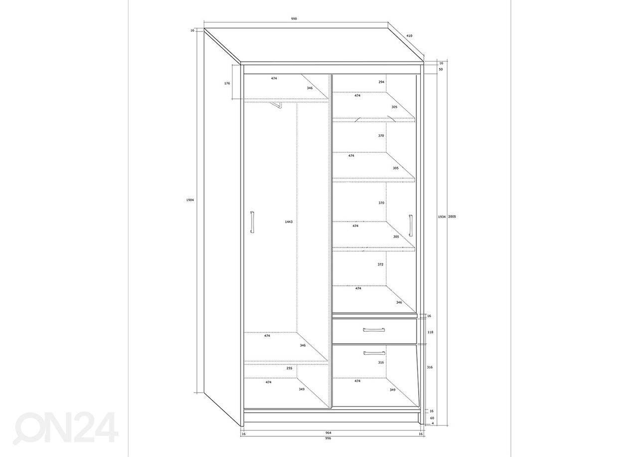 Vaatekaappi 100 cm kuvasuurennos