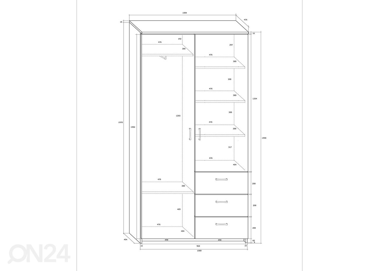 Vaatekaappi 100x44 cm kuvasuurennos