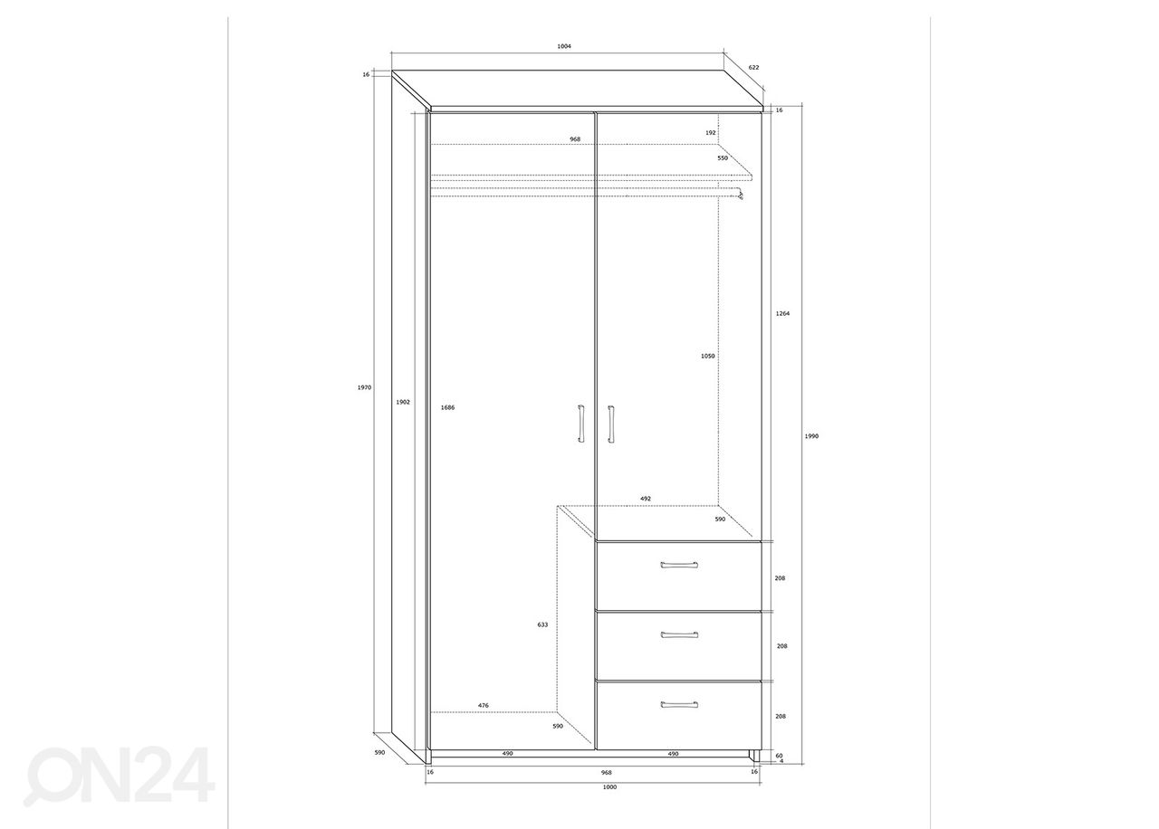 Vaatekaappi 100x62 cm kuvasuurennos