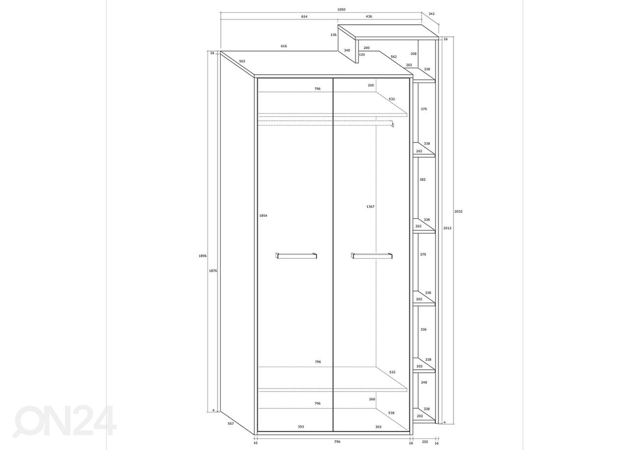 Vaatekaappi 105 cm kuvasuurennos