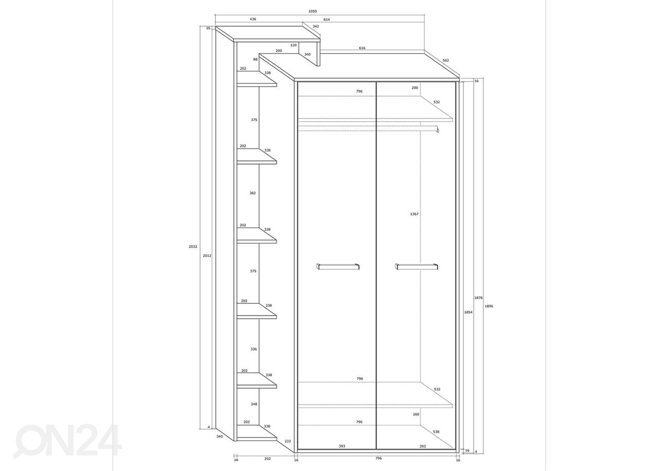 Vaatekaappi 105 cm kuvasuurennos