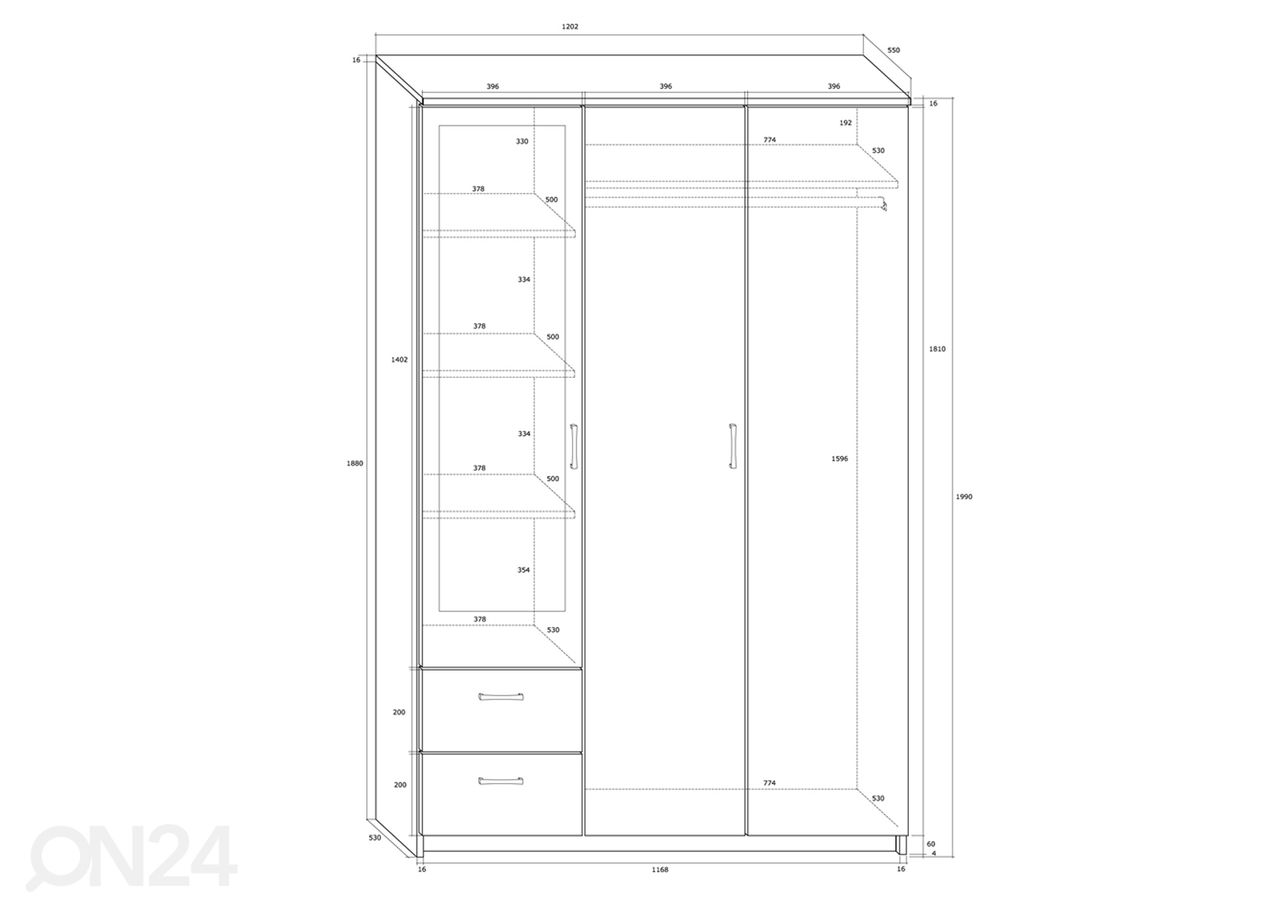 Vaatekaappi 120 cm kuvasuurennos