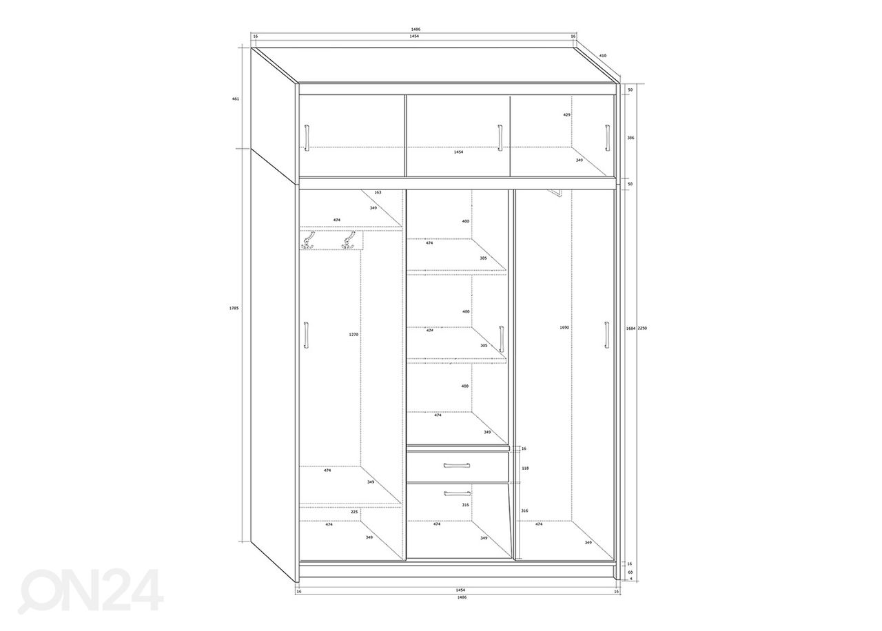 Vaatekaappi 149 cm kuvasuurennos