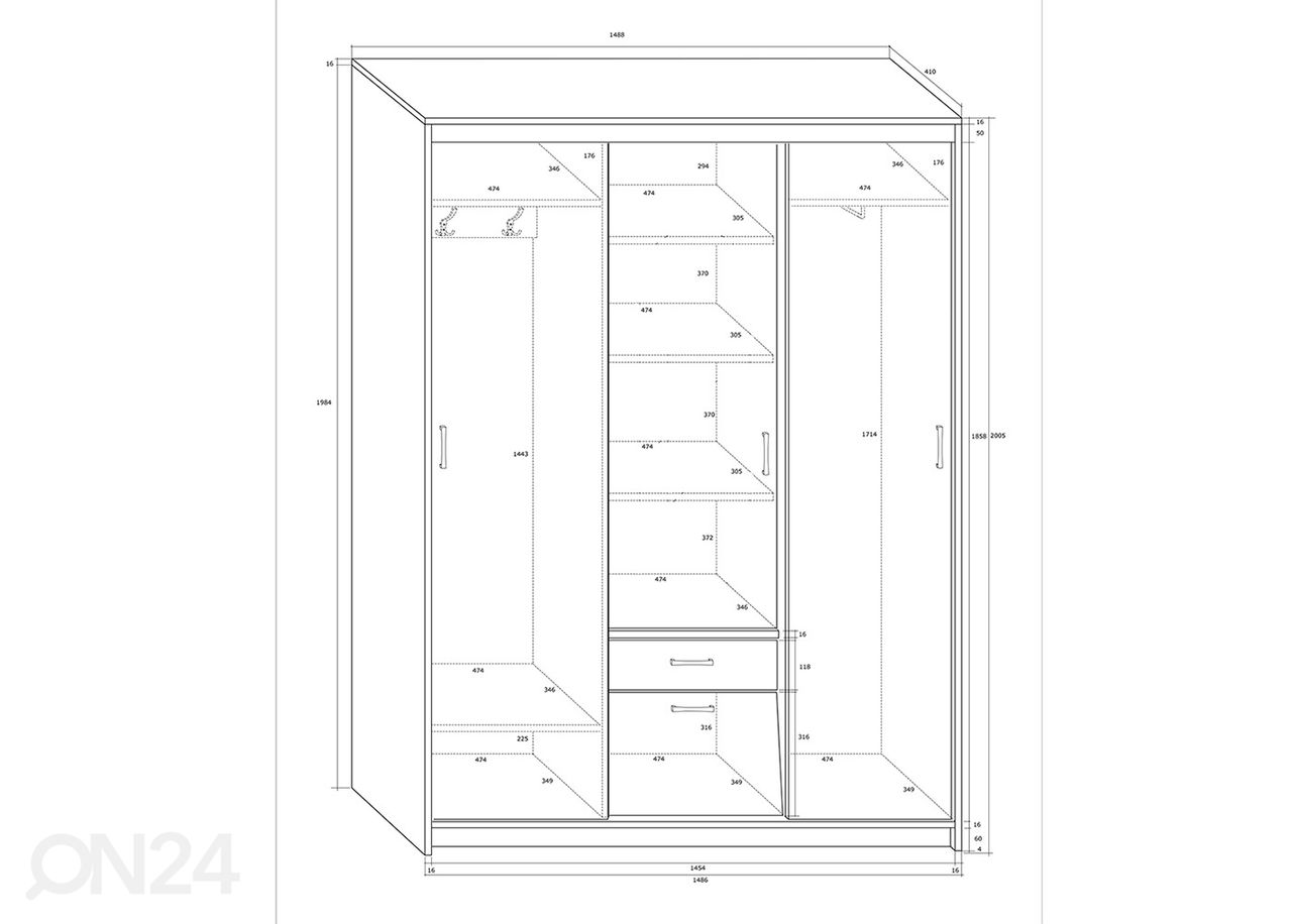 Vaatekaappi 149 cm kuvasuurennos