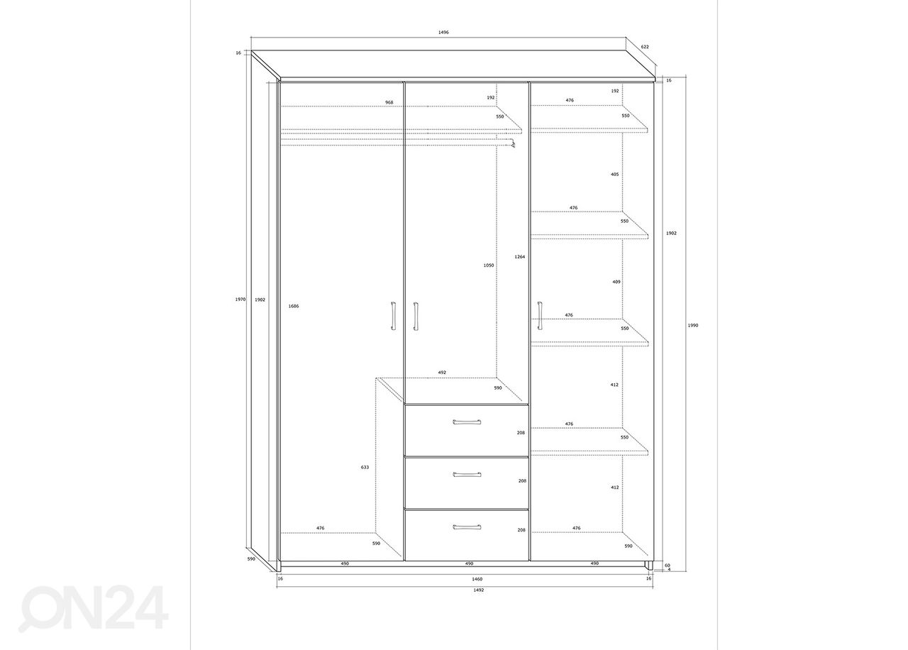 Vaatekaappi 150x62 cm kuvasuurennos