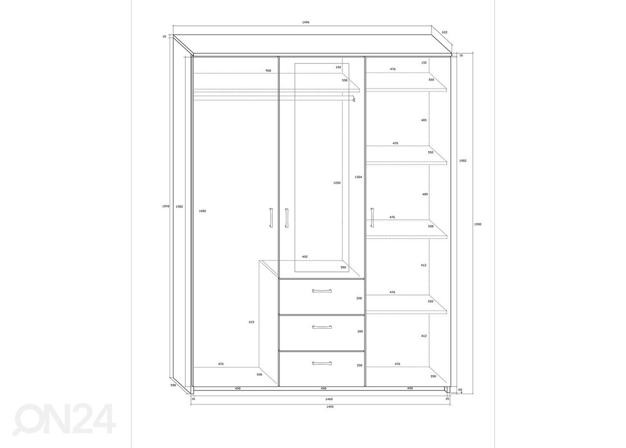 Vaatekaappi 150x62 cm kuvasuurennos