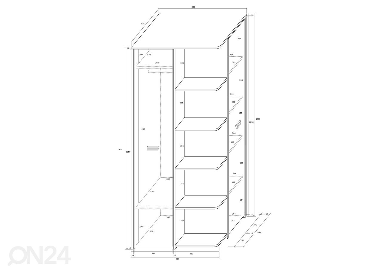 Vaatekaappi 80 cm kuvasuurennos