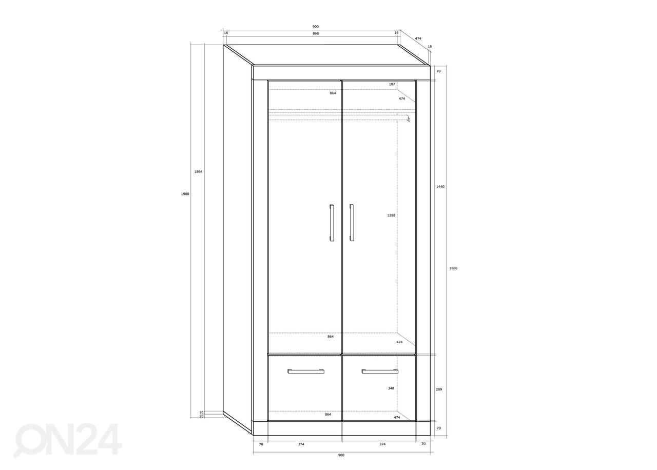 Vaatekaappi 90 cm kuvasuurennos